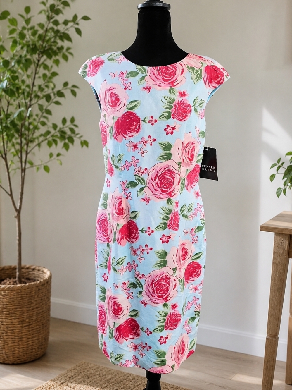 Vintage Spenser Jeremy Silk Rose Floral Sheath Dress Cottagecore 6 - Picture 2 of 14